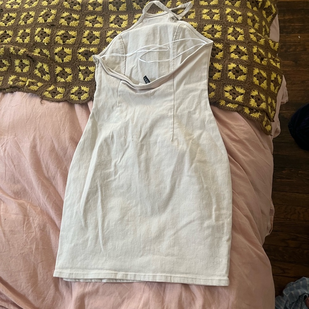 H&M Cream Halter denim dress